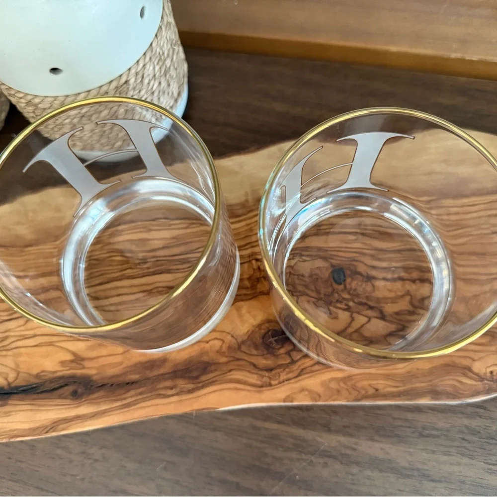 Williams-Sonoma Set of 2 Monogram Double Old-Fashioned Glass, H